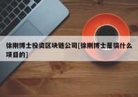 徐刚博士投资区块链公司[徐刚博士是搞什么项目的]